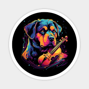 Rottweiler Playing Violin Magnet